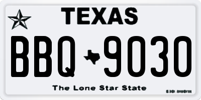 TX license plate BBQ9030