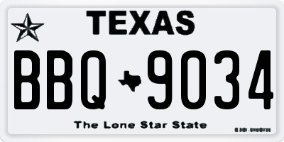 TX license plate BBQ9034