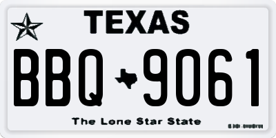 TX license plate BBQ9061