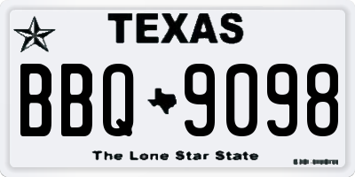 TX license plate BBQ9098