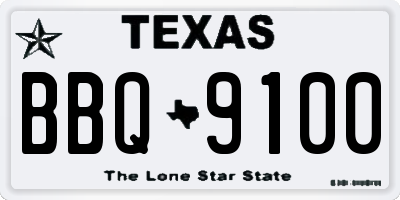 TX license plate BBQ9100
