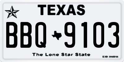 TX license plate BBQ9103