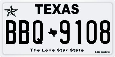 TX license plate BBQ9108