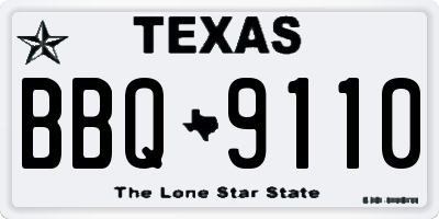 TX license plate BBQ9110