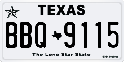 TX license plate BBQ9115