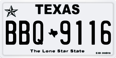 TX license plate BBQ9116