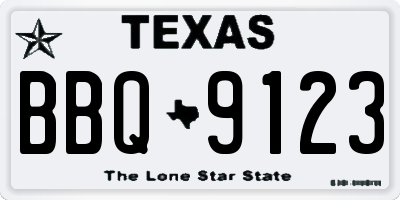 TX license plate BBQ9123