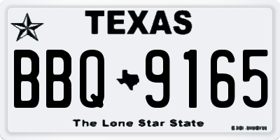 TX license plate BBQ9165
