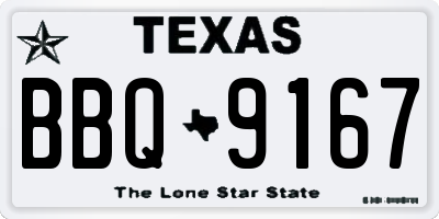TX license plate BBQ9167