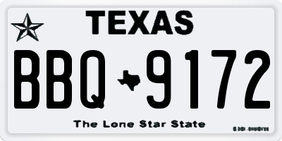 TX license plate BBQ9172