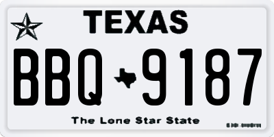 TX license plate BBQ9187