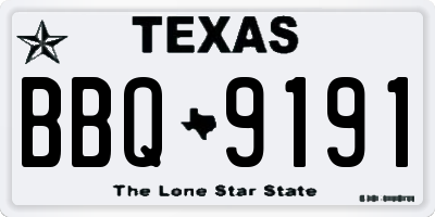 TX license plate BBQ9191