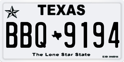 TX license plate BBQ9194