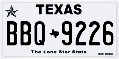 TX license plate BBQ9226