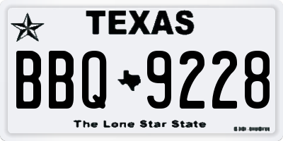 TX license plate BBQ9228