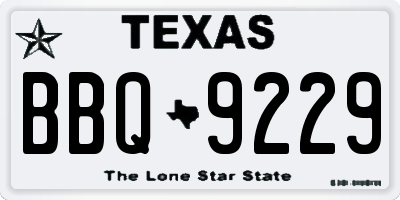 TX license plate BBQ9229