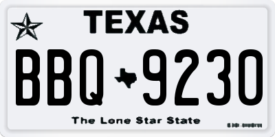 TX license plate BBQ9230