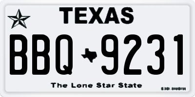 TX license plate BBQ9231