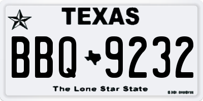 TX license plate BBQ9232