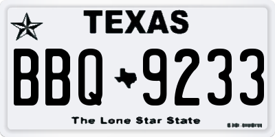 TX license plate BBQ9233