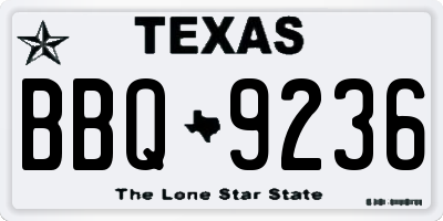 TX license plate BBQ9236