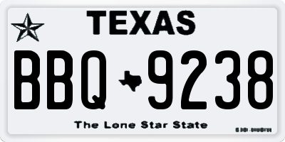 TX license plate BBQ9238