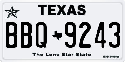 TX license plate BBQ9243