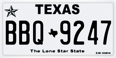 TX license plate BBQ9247