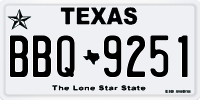 TX license plate BBQ9251