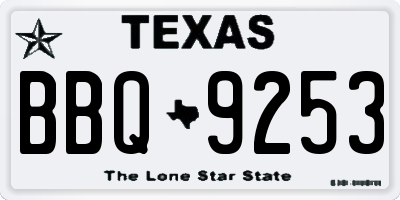 TX license plate BBQ9253