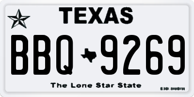 TX license plate BBQ9269