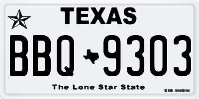 TX license plate BBQ9303