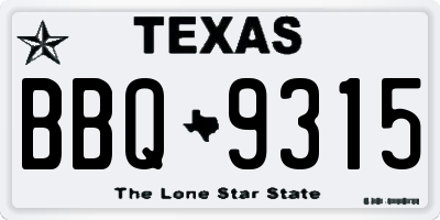 TX license plate BBQ9315