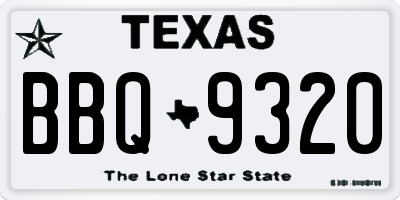 TX license plate BBQ9320