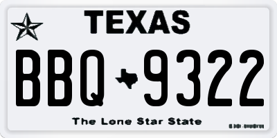 TX license plate BBQ9322