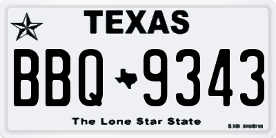 TX license plate BBQ9343
