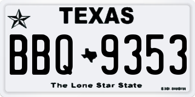 TX license plate BBQ9353
