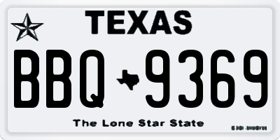 TX license plate BBQ9369