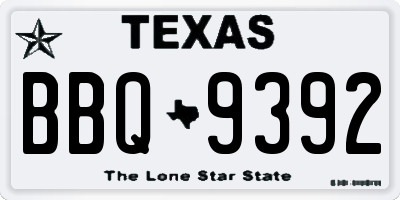 TX license plate BBQ9392
