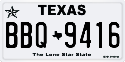 TX license plate BBQ9416