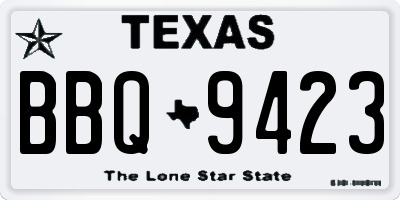TX license plate BBQ9423