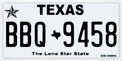TX license plate BBQ9458