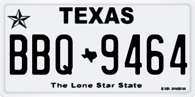 TX license plate BBQ9464