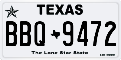 TX license plate BBQ9472