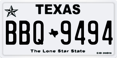 TX license plate BBQ9494