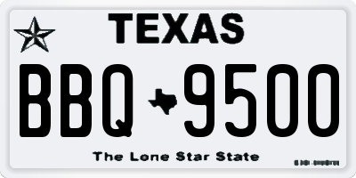 TX license plate BBQ9500