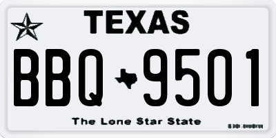TX license plate BBQ9501
