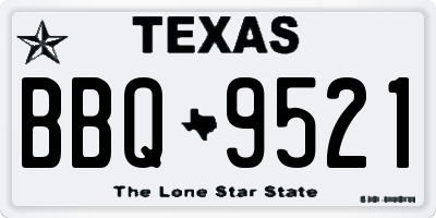 TX license plate BBQ9521