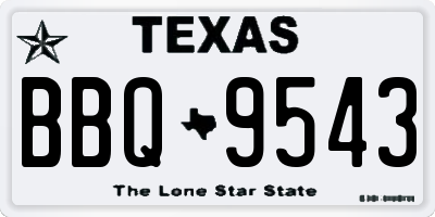 TX license plate BBQ9543