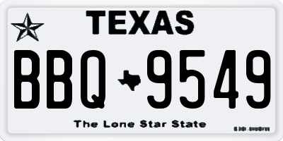 TX license plate BBQ9549